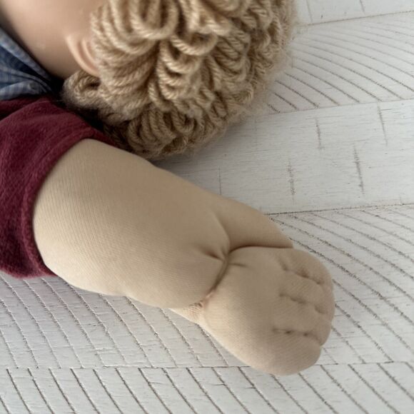 1982 VTG Cabbage Patch Kids Doll Boy Blonde Blue Eyes Dimples Jeans Vest Shoe - Picture 8 of 16